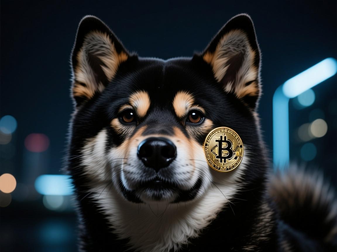 暗夜中的柴犬，当狗狗币遇上全黑秋田头像