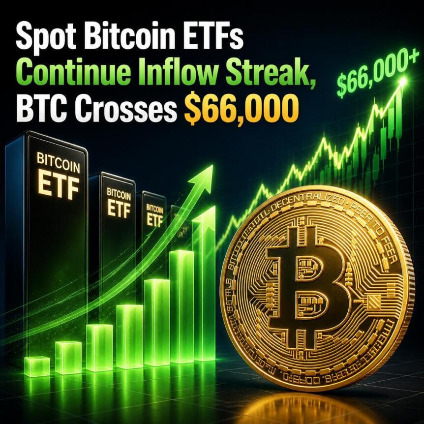 现货比特币ETF持续净流入，比特币突破6.6万美元