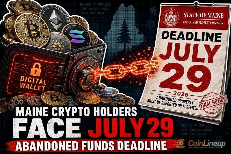 缅因州加密货币持有者注意：7月29日弃置资金截止日期临近