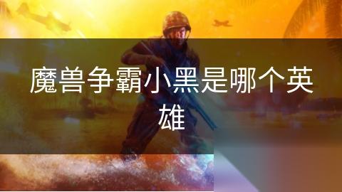 魔兽争霸小黑是哪个英雄