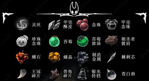 空洞骑士：丝之歌 物质库顺序对照表